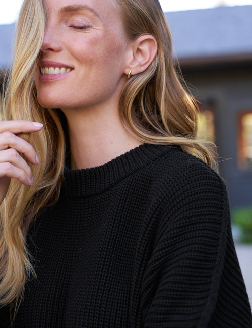 MONTECITO SWEATER Black, Pure Italian Cotton, view 3