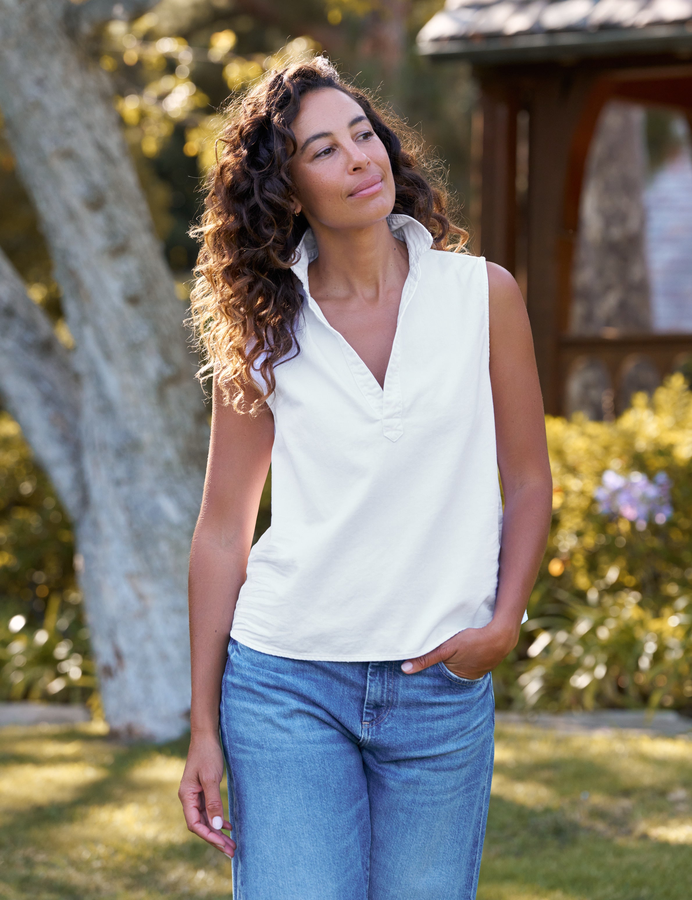 Olivia, Popover Tank, White | Frank & Eileen