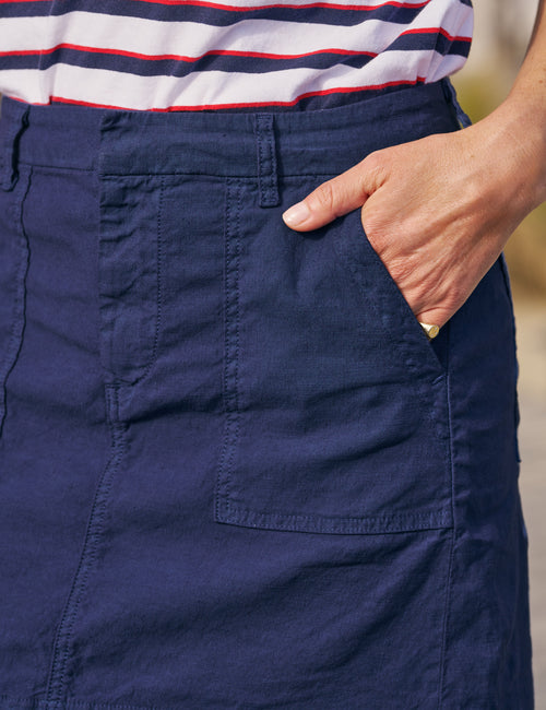 JAMESON SKIRT Summer Navy, Italian Performance Linen, view 3