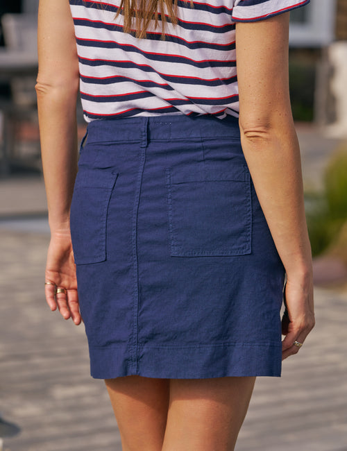 JAMESON SKIRT Summer Navy, Italian Performance Linen, alternate view