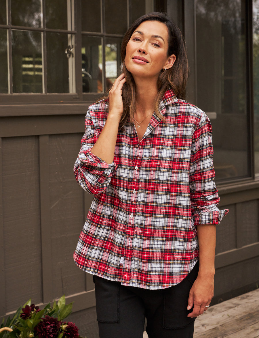 EILEEN White and Black with Red Plaid, Flannel