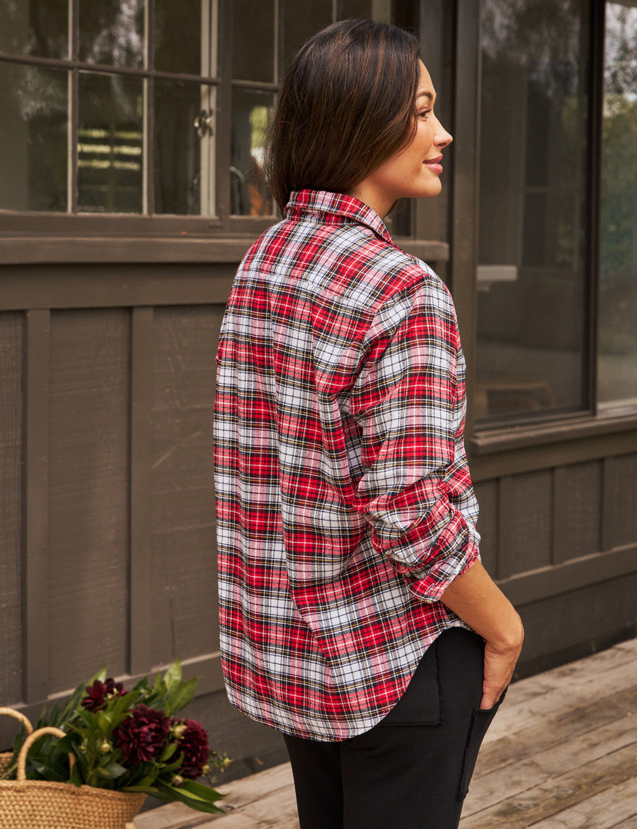 EILEEN White and Black with Red Plaid, Flannel