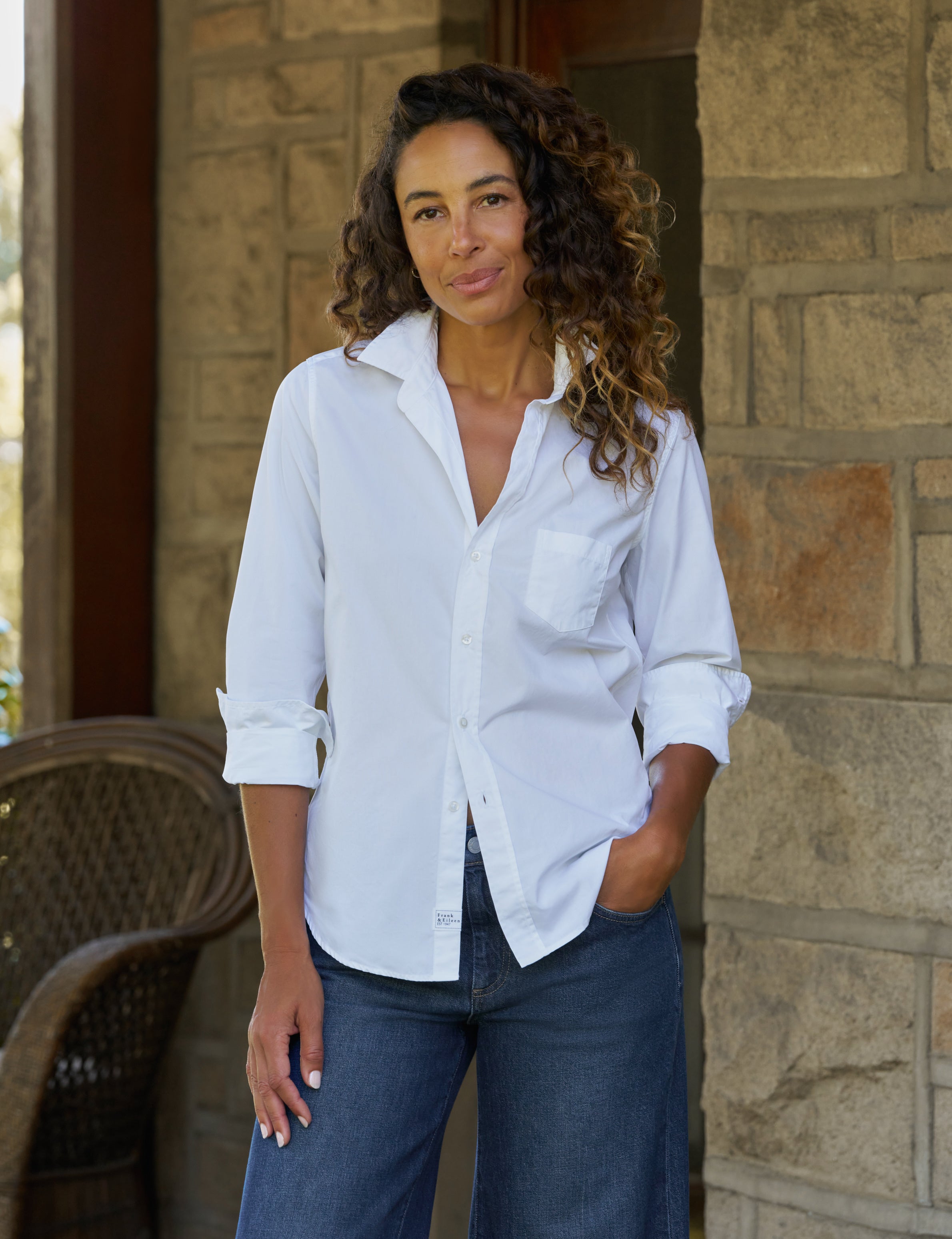Barry, Tailored Button-Up Shirt, Black Denim | Frank & Eileen