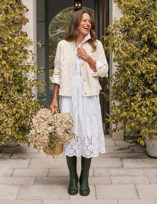 GRACE DRESS White, Eyelet Cotton, view 5