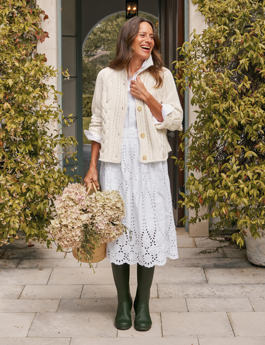 GRACE DRESS White, Eyelet Cotton