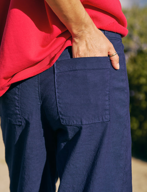 WEXFORD Summer Navy, Italian Performance Linen, view 3