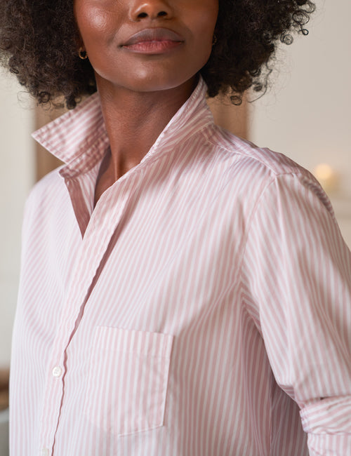 EILEEN Pink and White Multi Stripe, Italian Superluxe, view 3