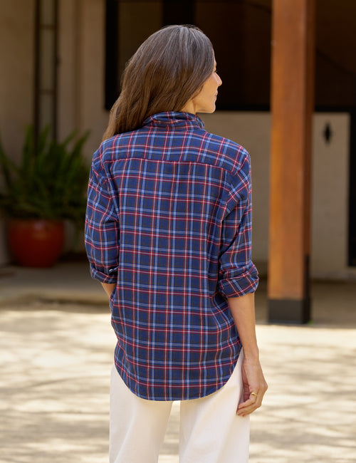 EILEEN Cranberry and Navy Plaid, Italian Cashmere Touch, alternate view