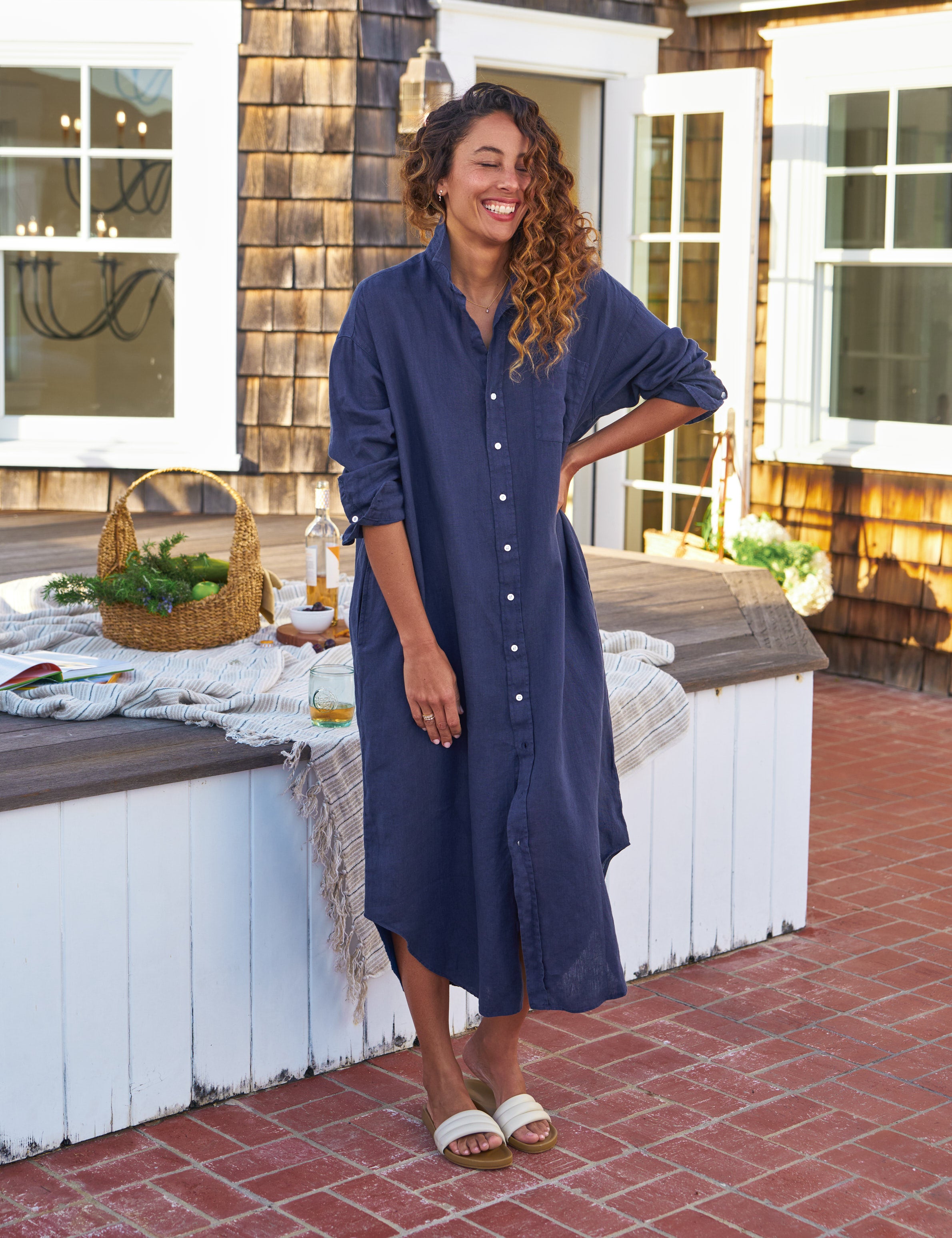 MEGAN Navy, Washed Linen