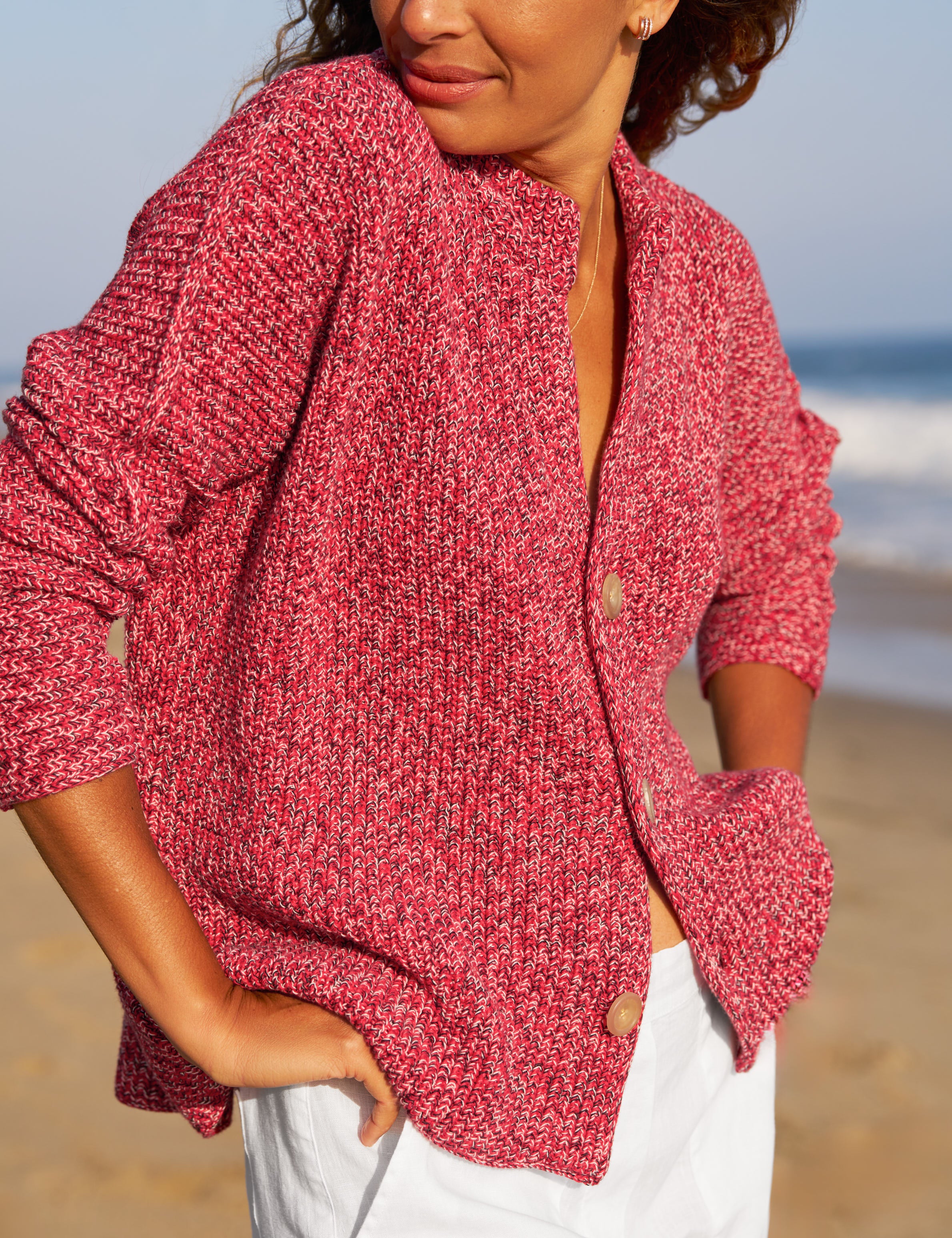MONTECITO CARDIGAN Firecracker, Pure Italian Cotton, view 3
