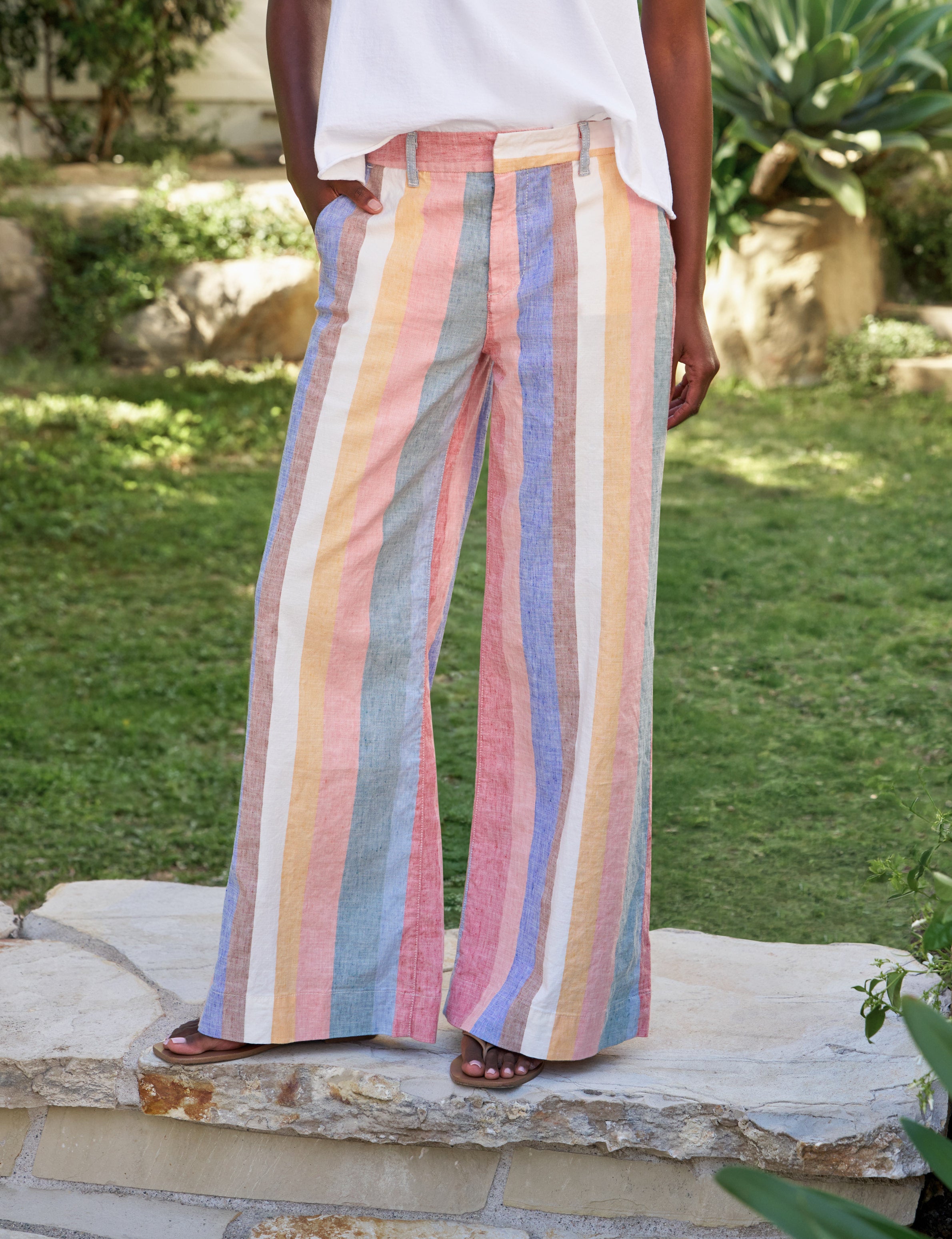 West Village, NYC Wide-Leg Trouser, Multi Stripe | Frank & Eileen