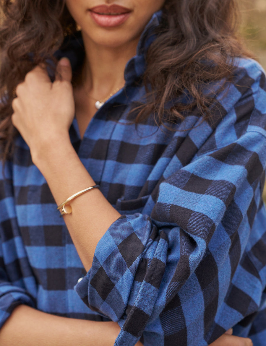 SHIRLEY Blue and Black Plaid, Flannel