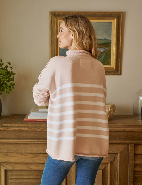 MONTEREY Vintage Rose with White Stripe, Pure Italian Cotton, alternate view