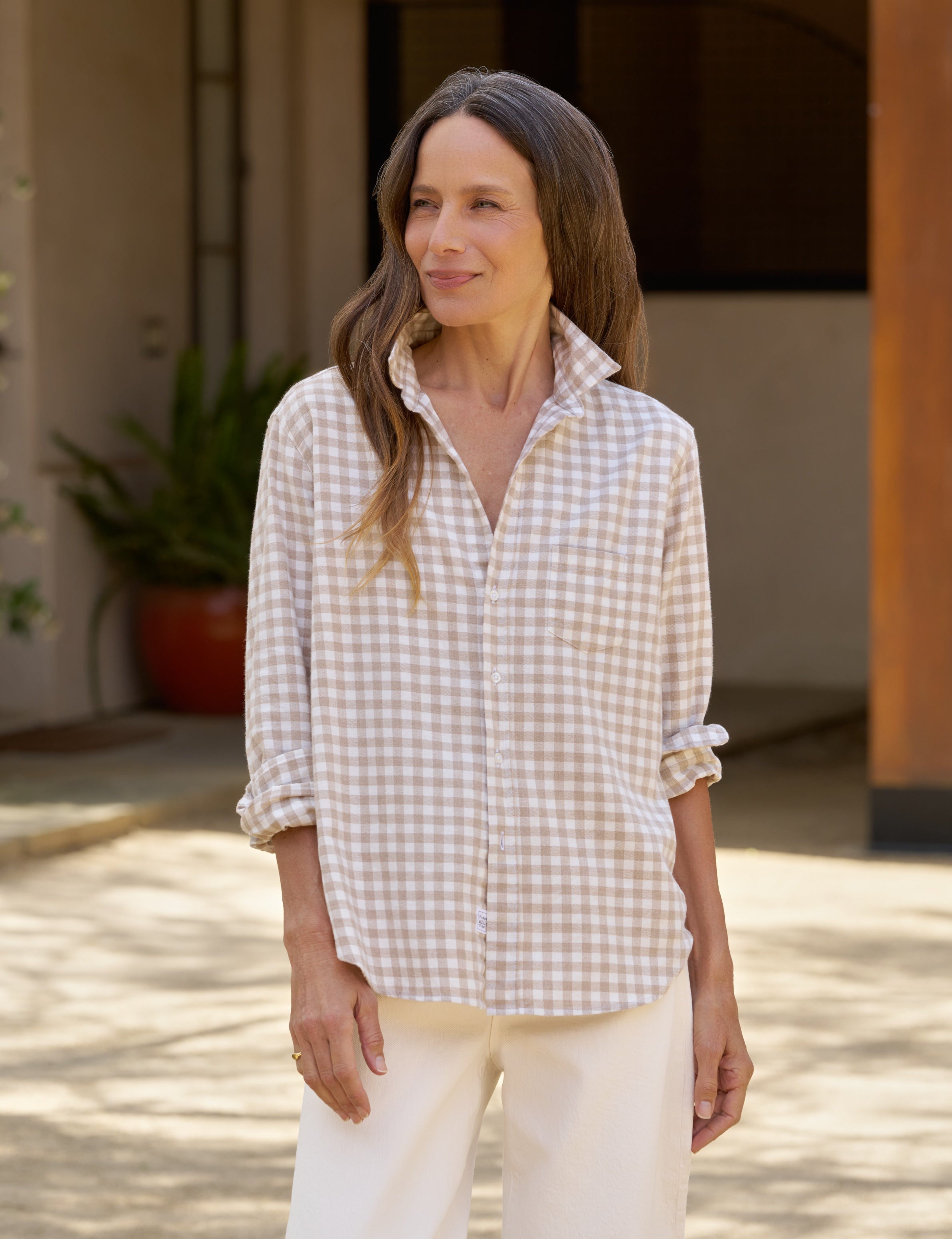 EILEEN Latte and Cream Gingham, Italian Cashmere Touch