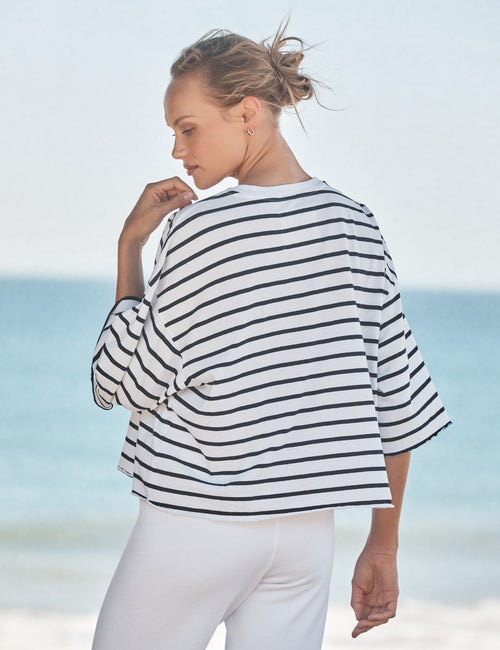 PRESLEY Wide Navy French Stripe, Vintage Jersey, alternate view