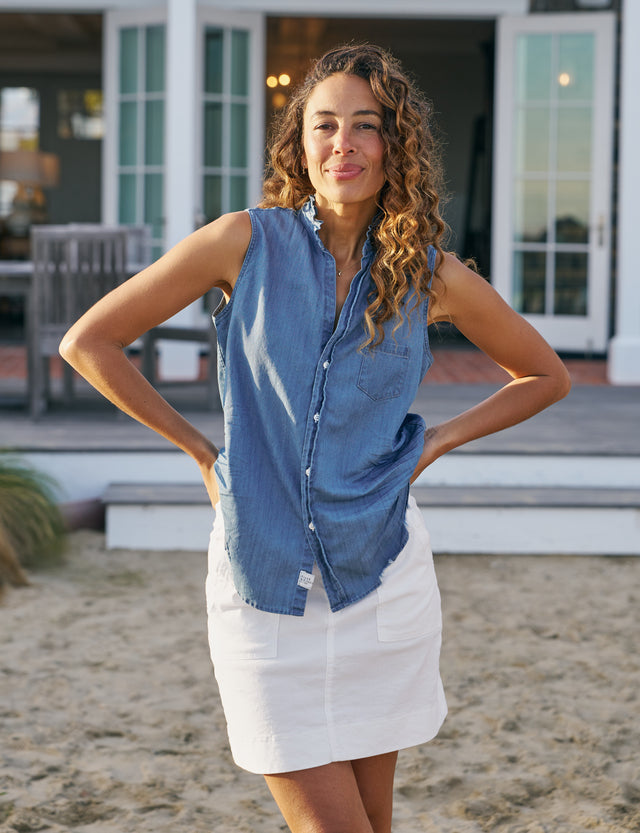 ELCHELE エルチェレ　SEPARATE DENIM TUNIC ellos Plus Size Snap Front Denim Tunic - M, Indigo at Amazon