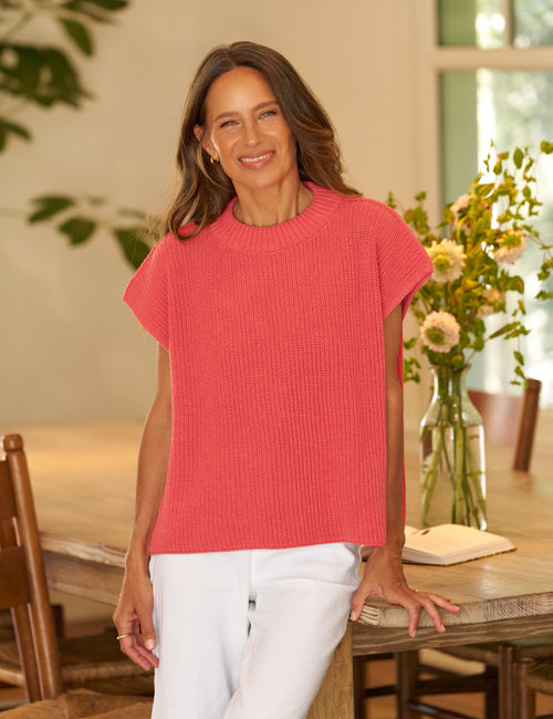 MONTECITO VEST Lobster, Pure Italian Cotton, front view