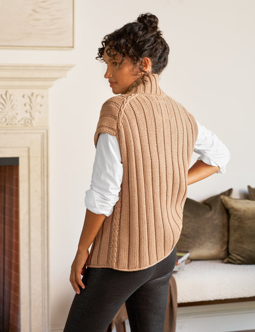 COTSWOLDS VEST Camel, Pure Italian Cotton, alternate view