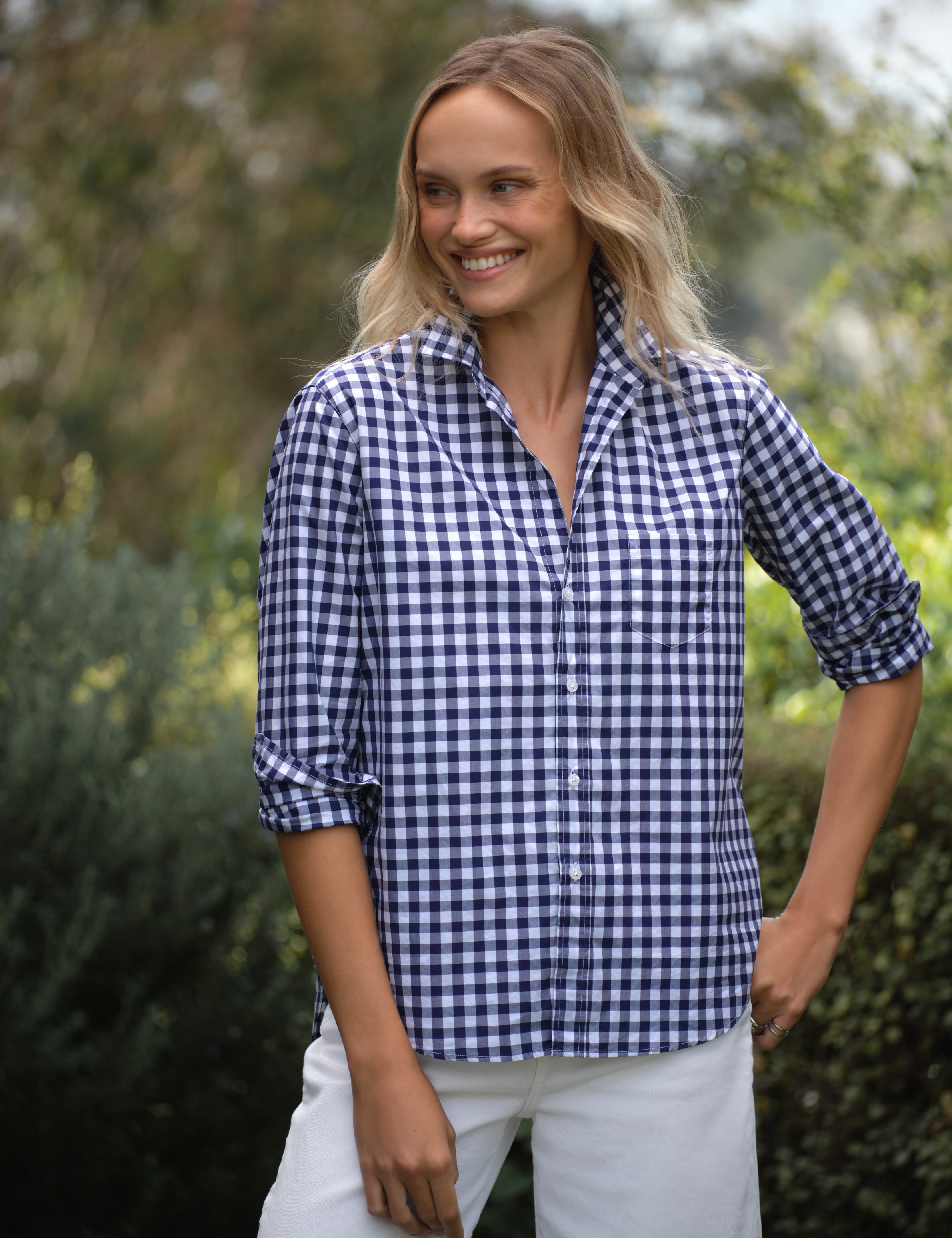 EILEEN Navy Gingham, Superluxe, front view
