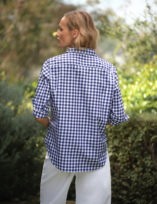 EILEEN Navy Gingham, Italian Superluxe, alternate view
