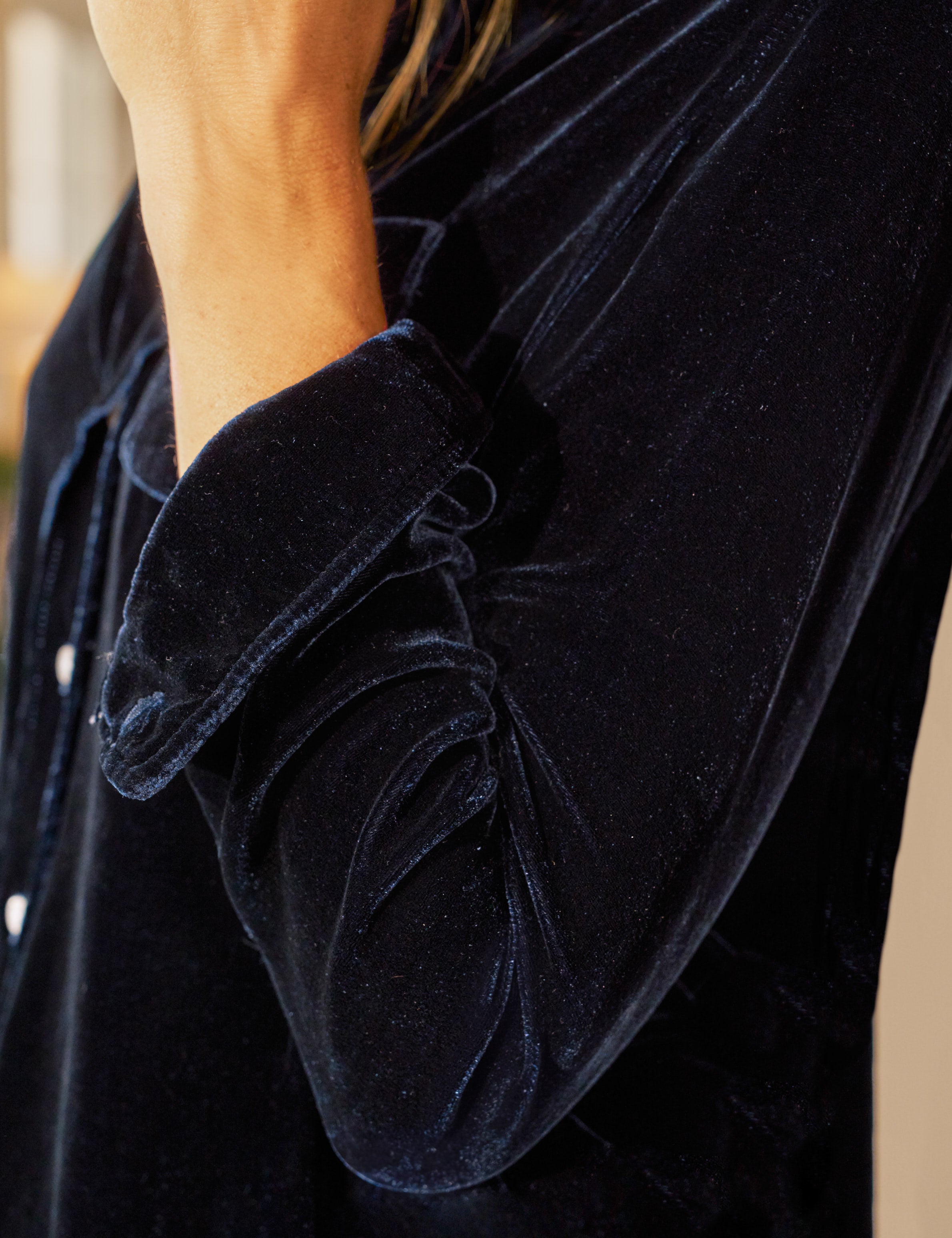 EILEEN VELVET Navy, Italian Washed Velvet