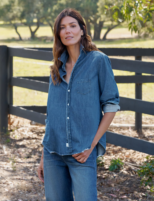 EILEEN Distressed Indigo Wash, Famous Denim, view 5