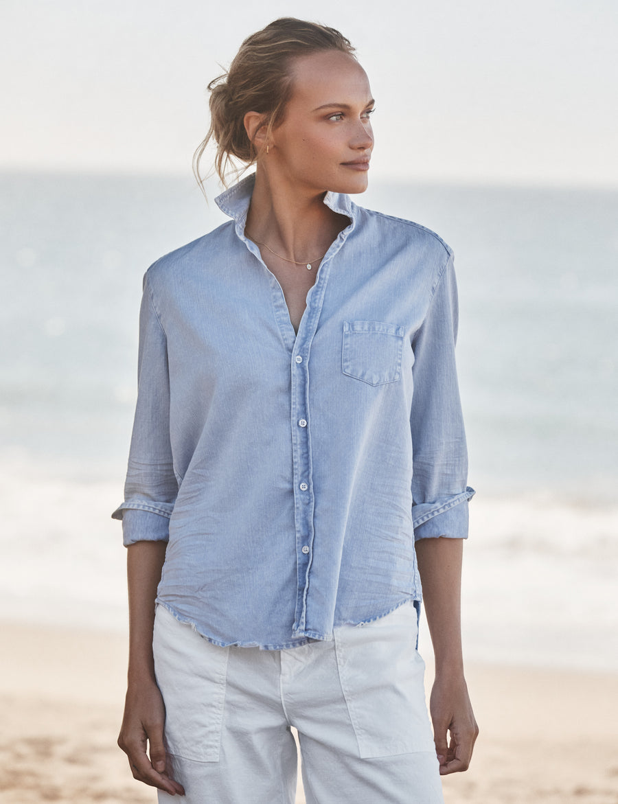 Frank&amp;Eileen EILEEN VOILE シアースキッパーシャツ S Eileen, Relaxed Button-Up Shirt, Green Stripe | Frank & Eileen
