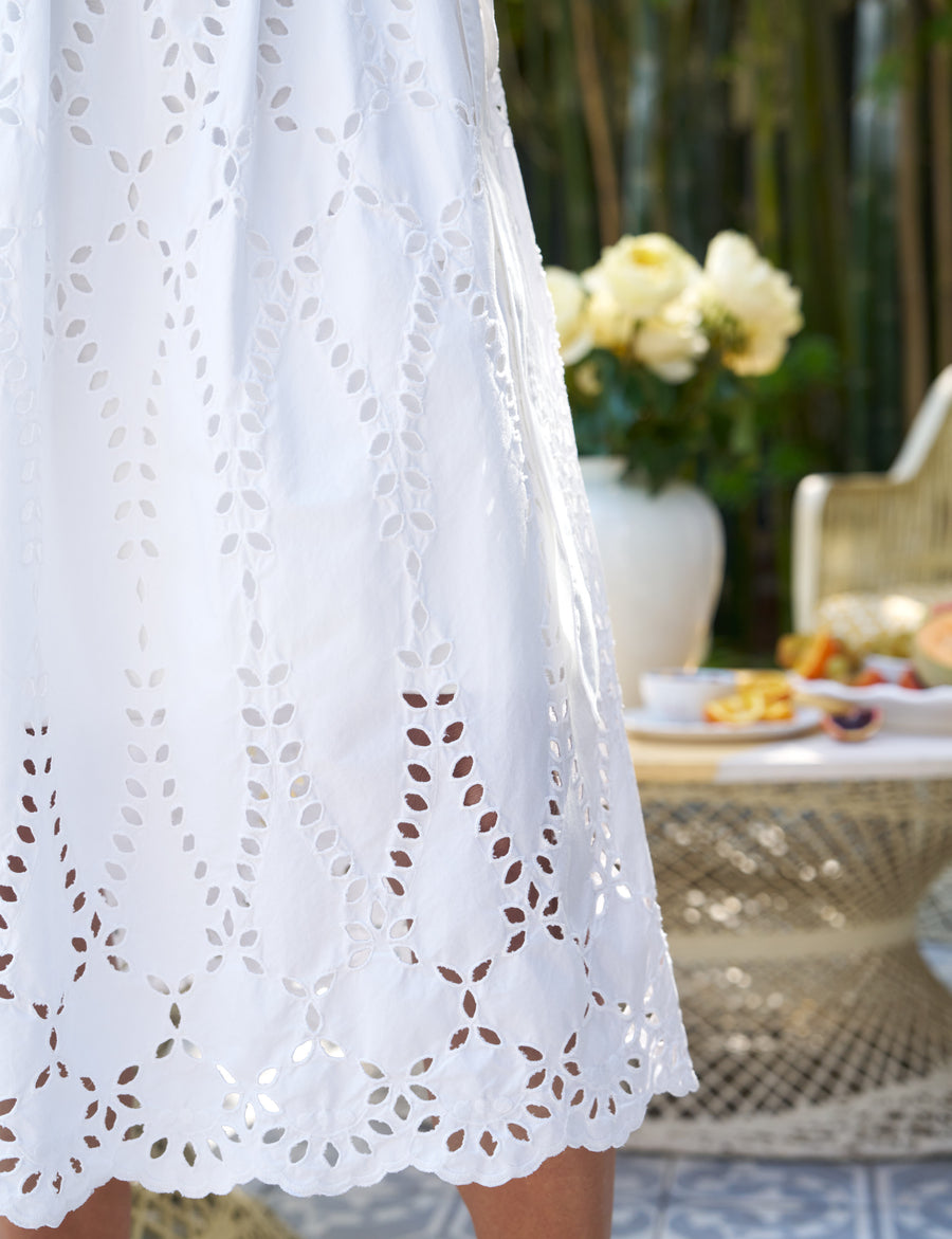 Grace Dress, Eyelet Midi Dress, White