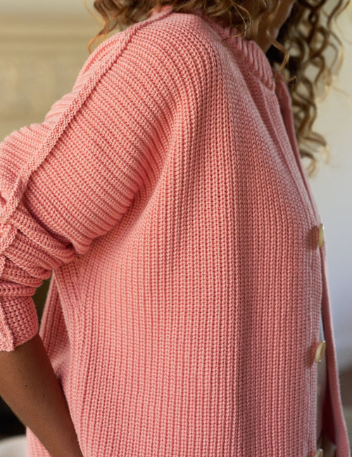 MONTECITO CARDIGAN Apricot, Pure Italian Cotton, alternate view