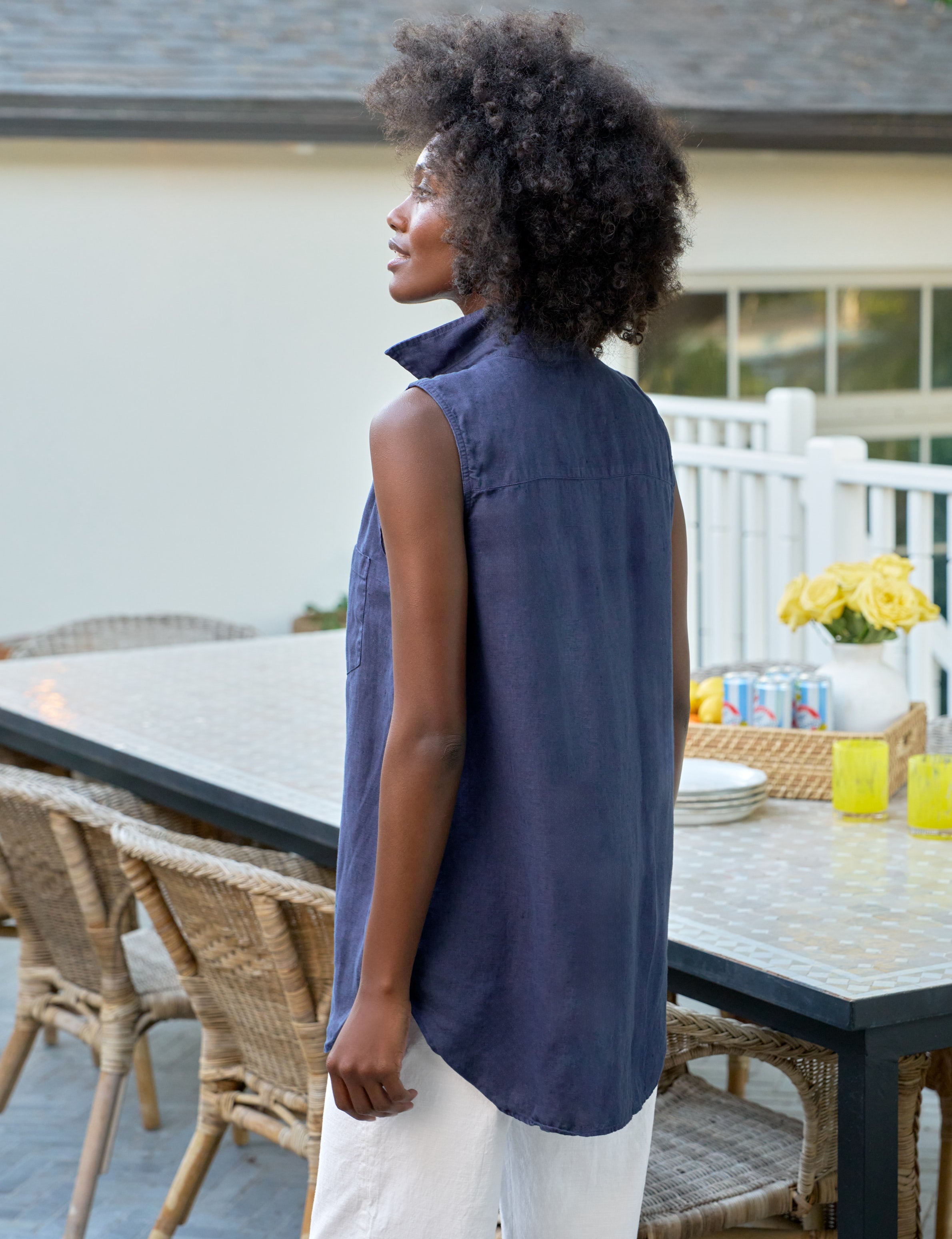 FINLEY Navy, Washed Linen