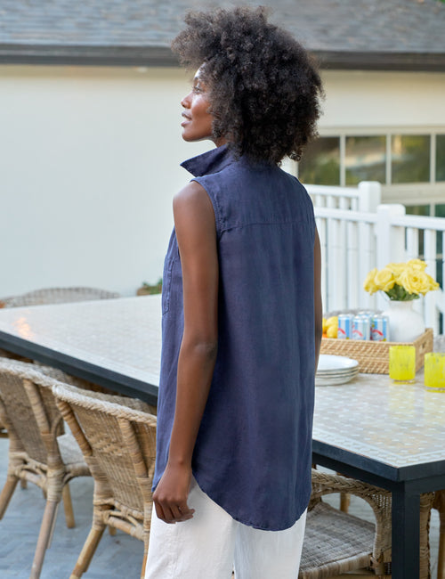 FINLEY Navy, Washed Linen, alternate view