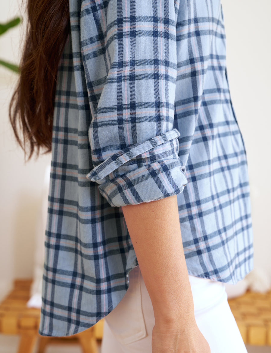 EILEEN Blue and Pink Plaid, Italian Cashmere Touch