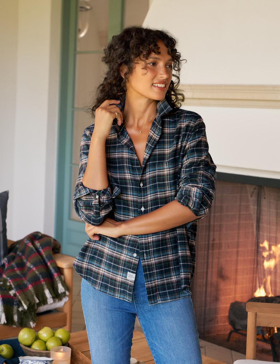 EILEEN Gray and Yellow with Blue Plaid, Italian Flannel