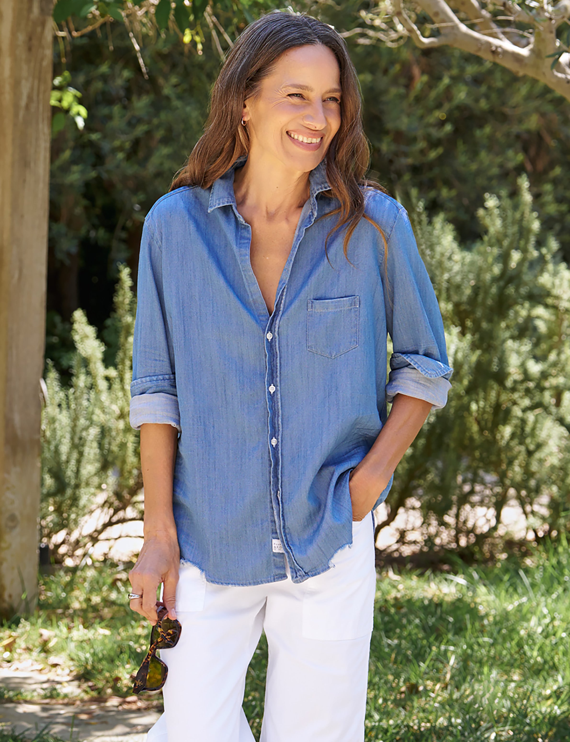 Mary, Classic Shirtdress, White Denim