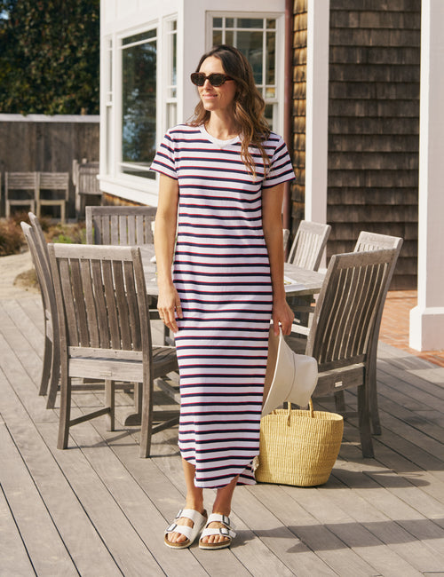 HARPER White with Red and Navy French Stripe, Vintage Jersey, front view