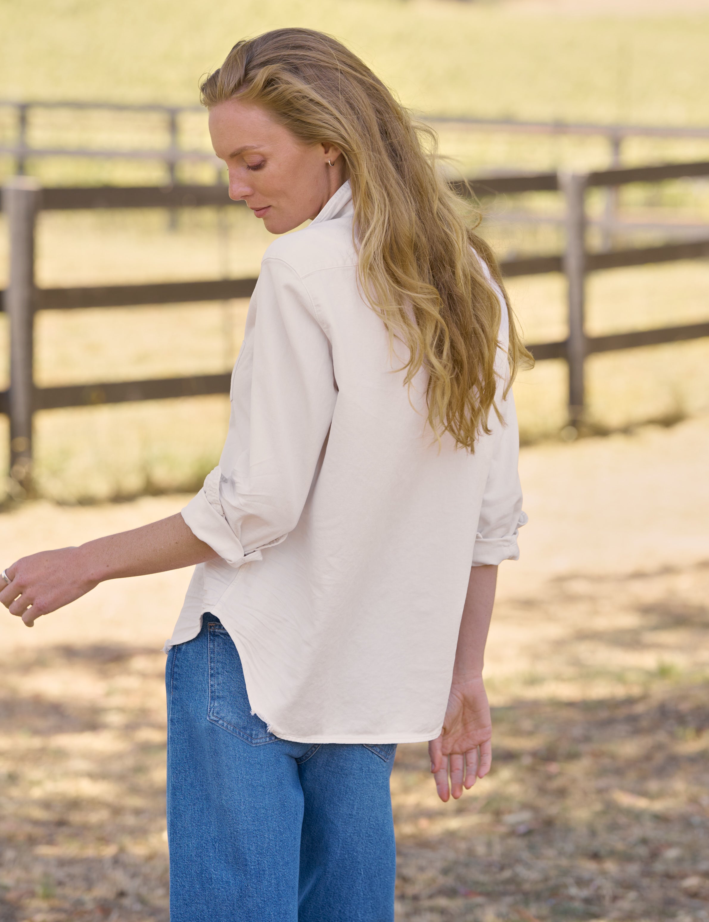 Eileen, Relaxed Button-Up Shirt, Cream | Frank & Eileen