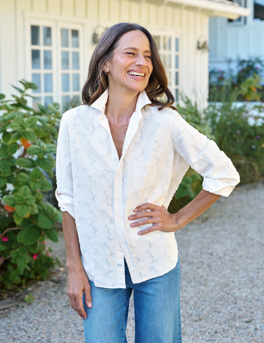 Eileen, Relaxed Button-Up Shirt, Textured Flowers | Frank & Eileen