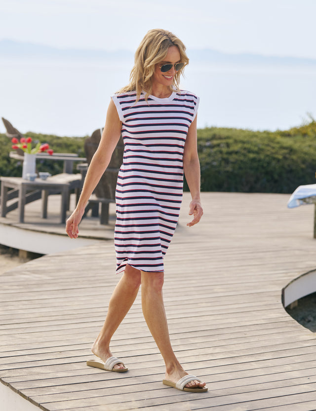 MINI CORY White with Red and Navy French Stripe, Heritage Jersey