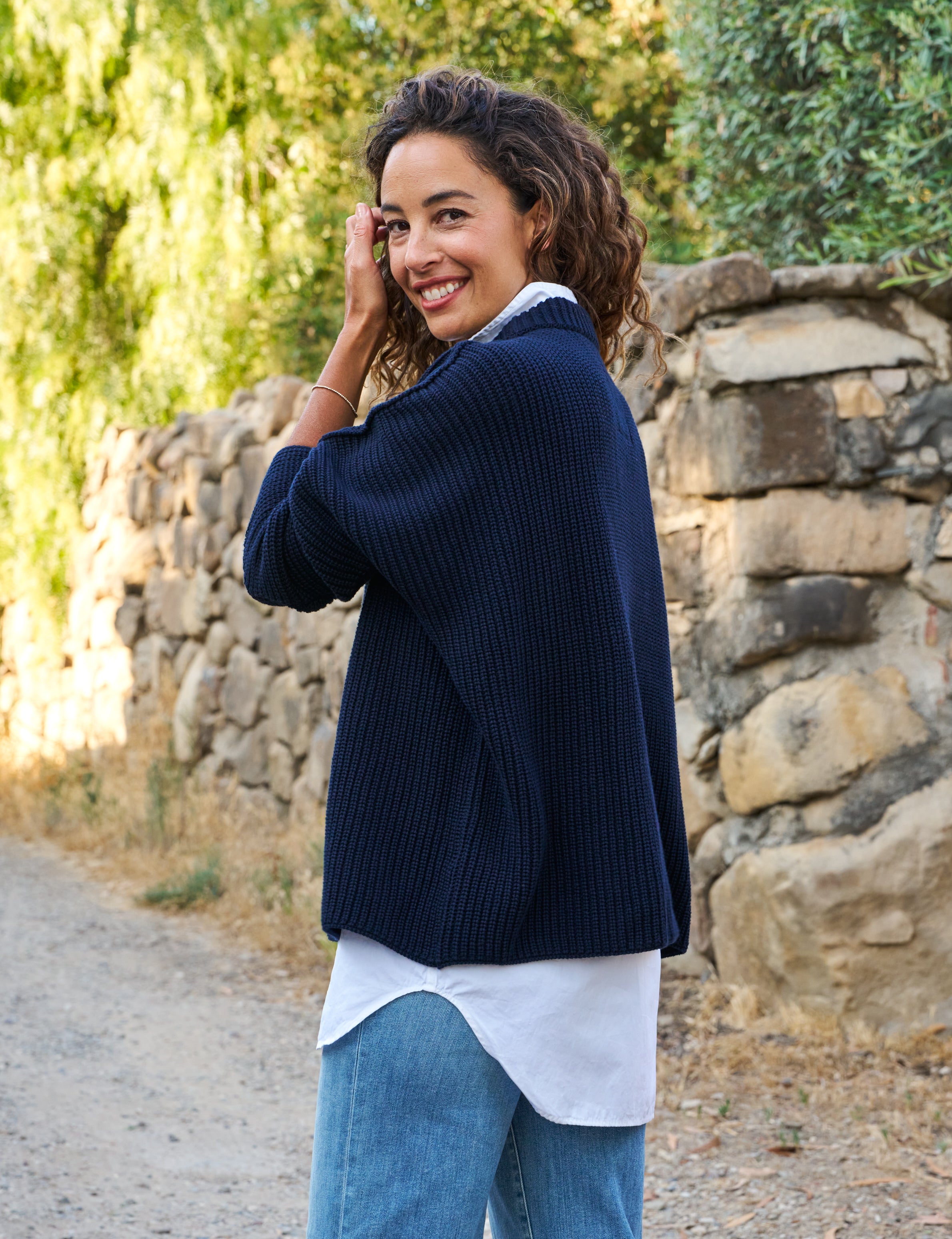 MONTECITO SWEATER Pink and Blue Marl, Pure Italian Cotton