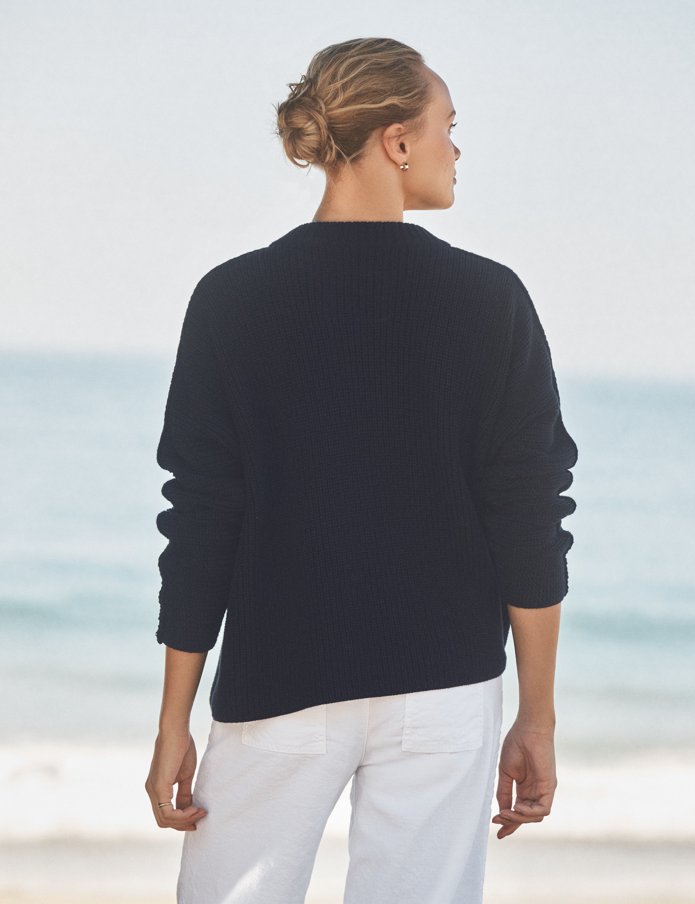 MONTECITO CARDIGAN Marine, Pure Italian Cotton, alternate view
