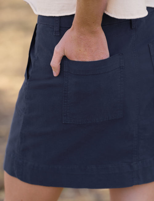 JAMESON SKIRT Classic Navy, Itailan Peached Twill, view 3