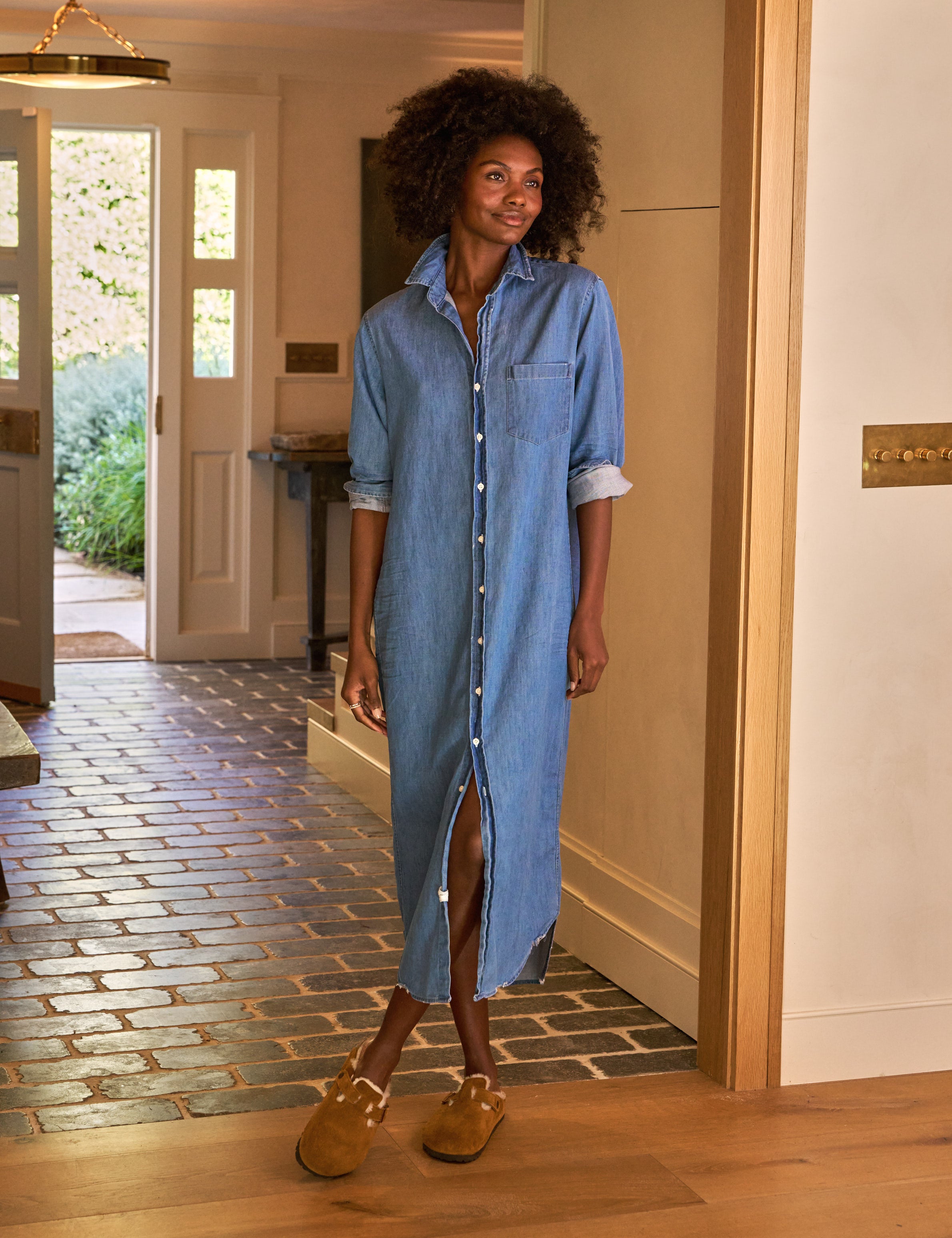 denim maxi shirt dress Rory, Shirtdress, Light Pink Vintage Denim Color:Rustic Brown Wood Grain Print Salmon Coral Dress Coral Chapel train wedding dress