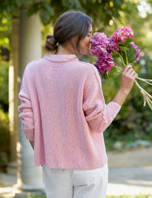 MONTECITO SWEATER Coral Reef, Pure Italian Cotton, alternate view