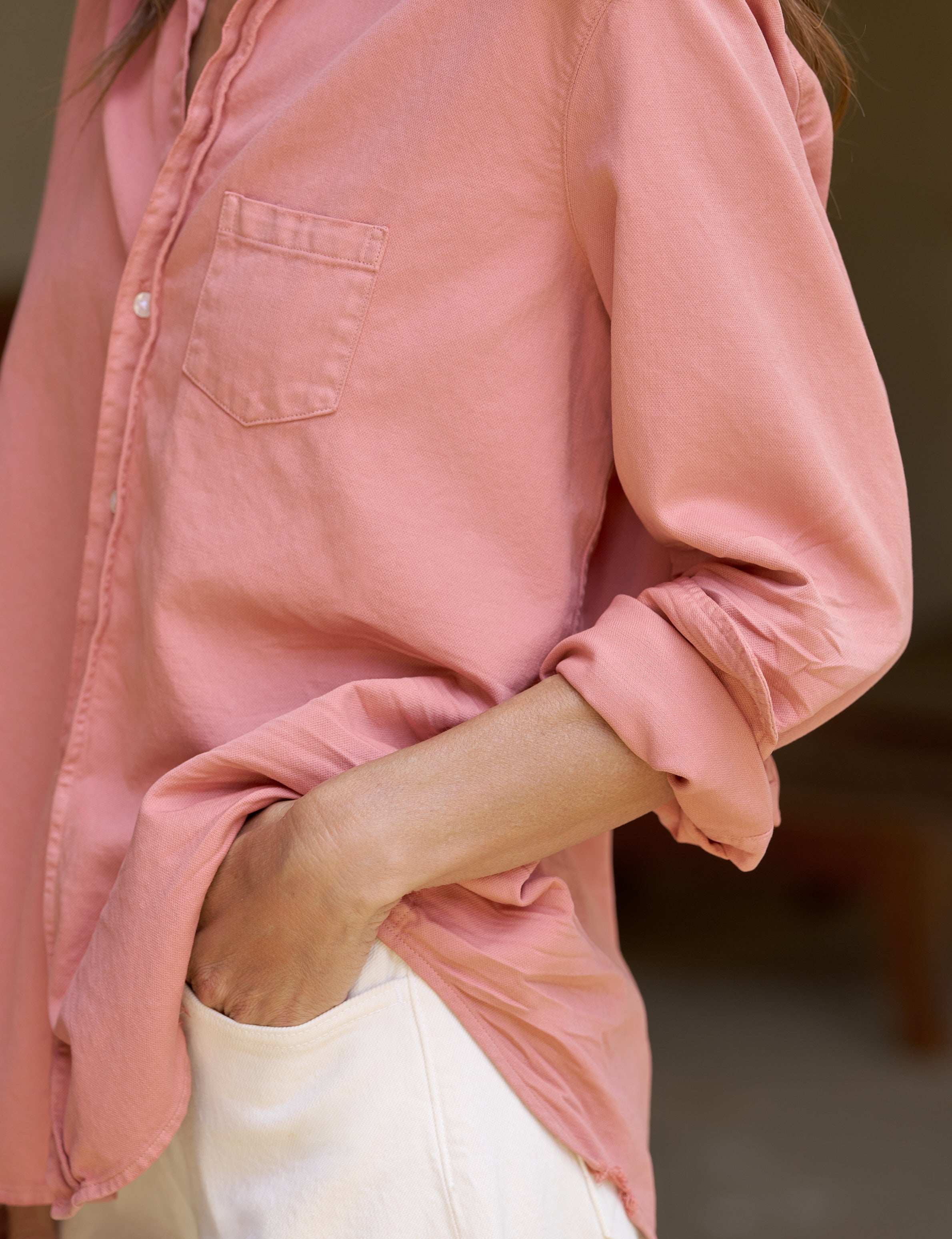 Eileen, Relaxed Button-Up Shirt, Orange Denim | Frank & Eileen