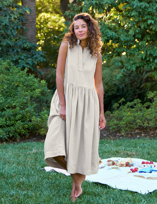 DAPHNE Sand, Washed Linen, front view