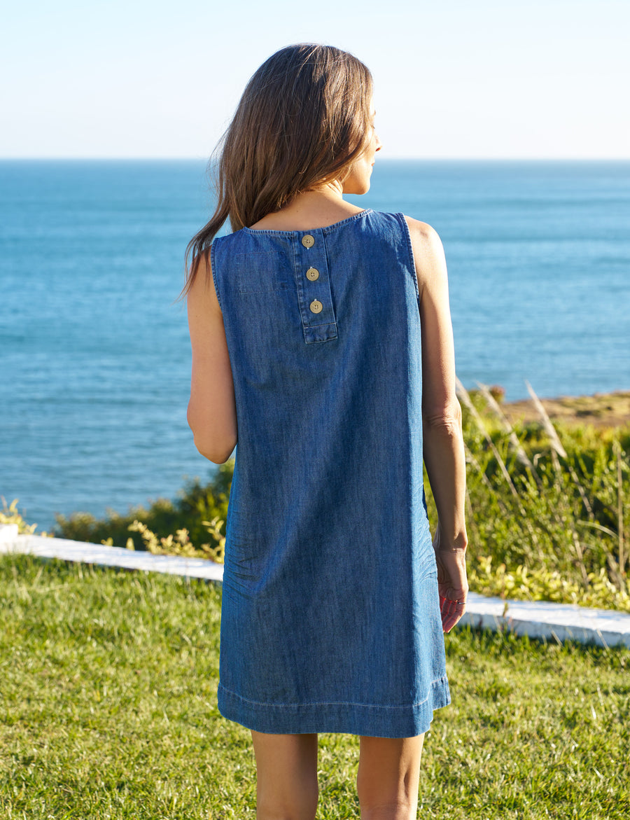 in the style denim dress Sheila, Shell Shift Dress, Indigo and travel Care Matching Bag Blue Dress Type|cl:5 Drawer Xyla