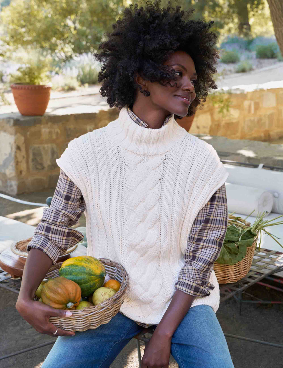 COTSWOLDS VEST Ivory, Pure Italian Cotton