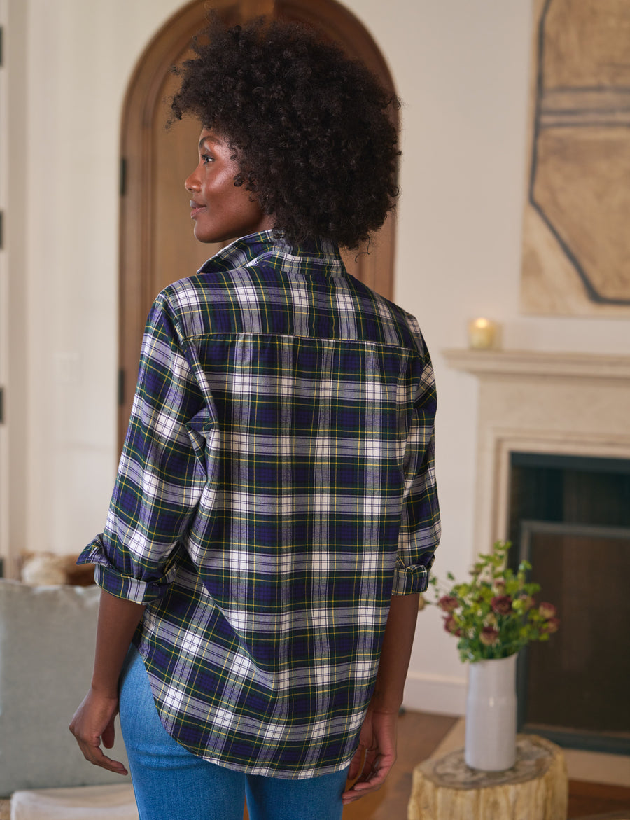 EILEEN Blue and Green with White Plaid, Italian Flannel