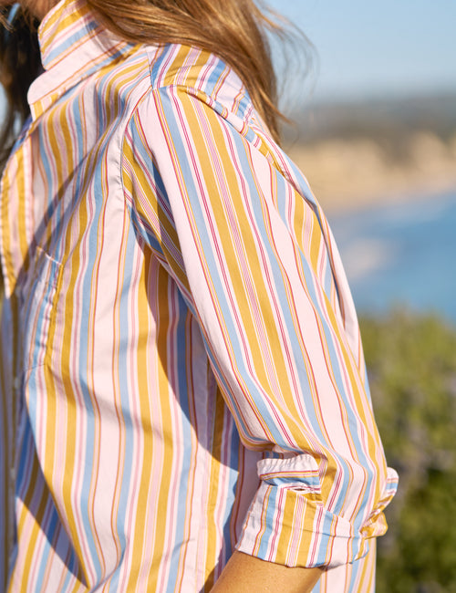EILEEN Gold with Red and Blue Stripe, Italian Cotton, view 3