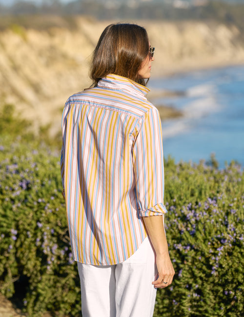 EILEEN Gold with Red and Blue Stripe, Italian Cotton, alternate view